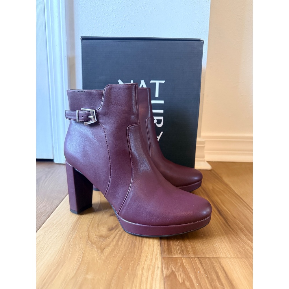 Naturalizer Braxton Cabernet Ankle Boots Platform Block Heel Burgundy Size 8‎ M